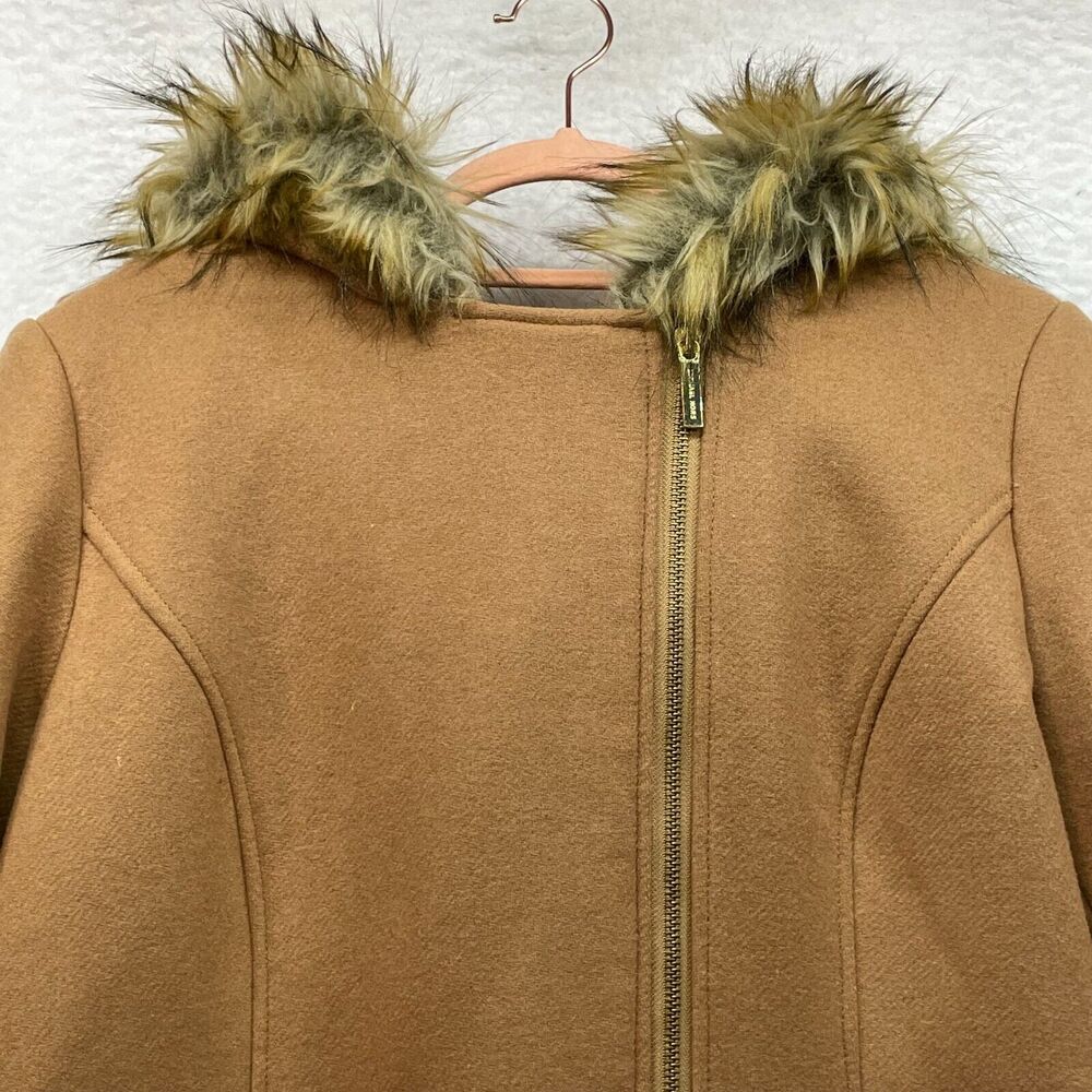 Michael Kors Coat Womens 12 Brown Wool Blend Faux Fur Hood Outdoor Luxury Earthy - Picture 4 of 12